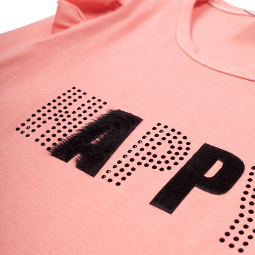 Blusa Infantil Pitiska Manga Longa Happy Coral