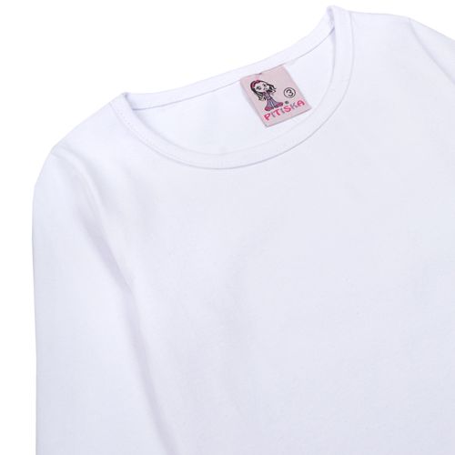 Blusa Infantil Pitiska Manga Longa Básica Branco