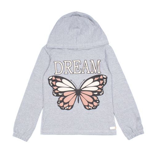 Blusa Infantil Pitiska Manga Longa Borboleta Cinza