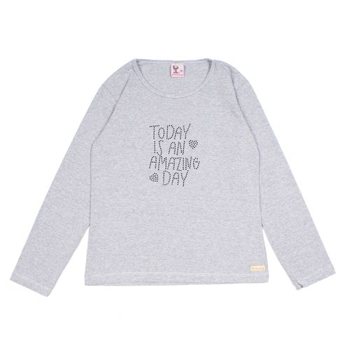Blusa Infantil Pitiska Manga Longa Cinza