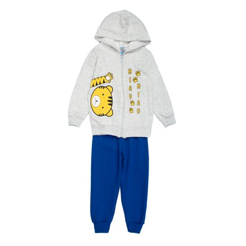 Conjunto Infantil Pitiska em Moletom Miau Cinza/azul