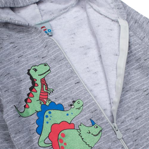 Casaco de Moletom Infantil Pitiska Dinossauros Cinza