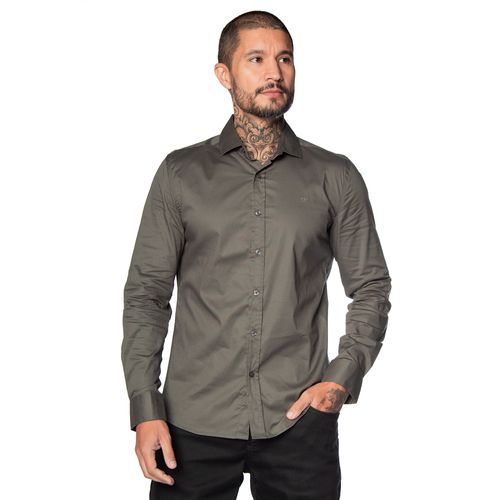Camisa Masculina Dixie Manga Longa Cinza