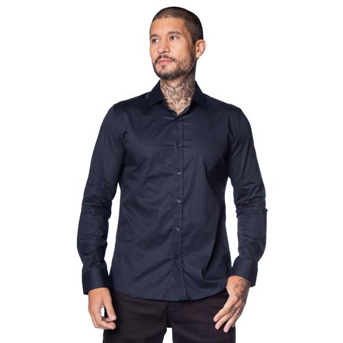 Camisa Masculina Dixie Manga Longa Marinho
