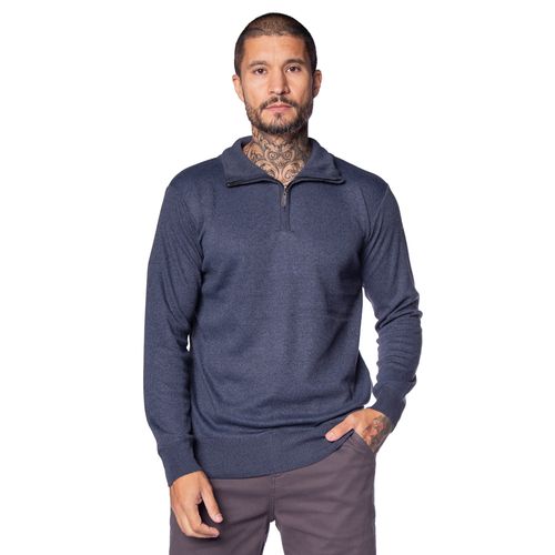 Suéter Masculino Facinelli Gola com Zíper Mesclado Marinho