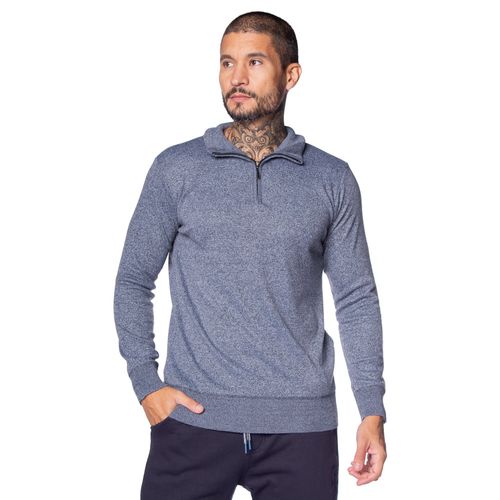 Suéter Masculino Facinelli Gola com Zíper Mesclado Cinza
