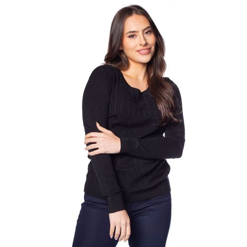 Blusa Feminina Facinelli Tricot com Tranças Preto