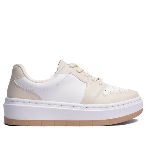 Tênis Feminino Vizzano Flatform Recortes Branco/bege