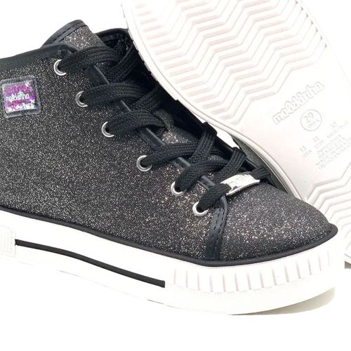 Tênis Infantil Molekinha Tecido Glitter Preto
