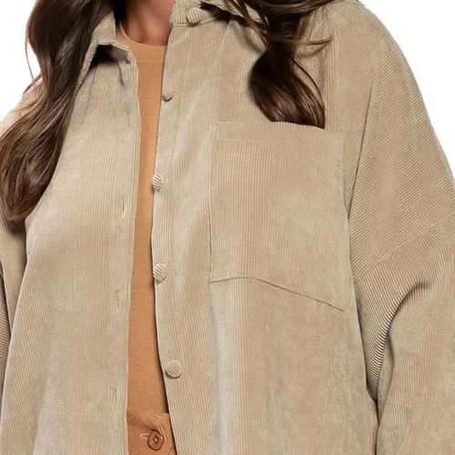 Camisa Feminina Biamar em Veludo Cotelê Bege