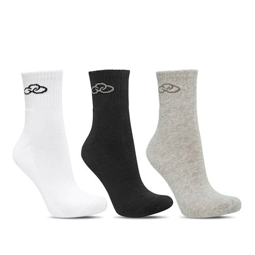 Kit 3 Pares de Meia Olympikus Cano Médio Branco/cinza/preto