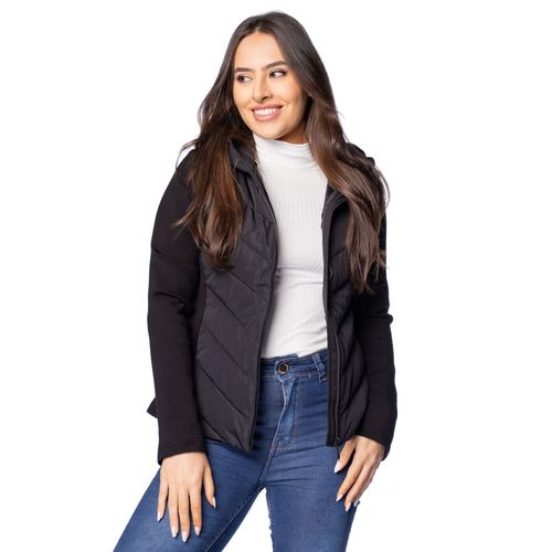 Jaqueta Feminina S&V Puffer Textura Preto