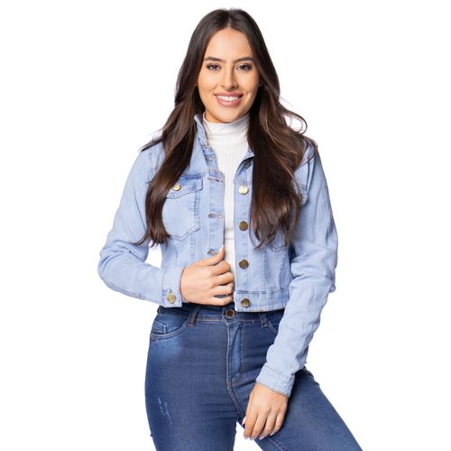 Jaqueta Jeans Feminina Pitt Azul Claro
