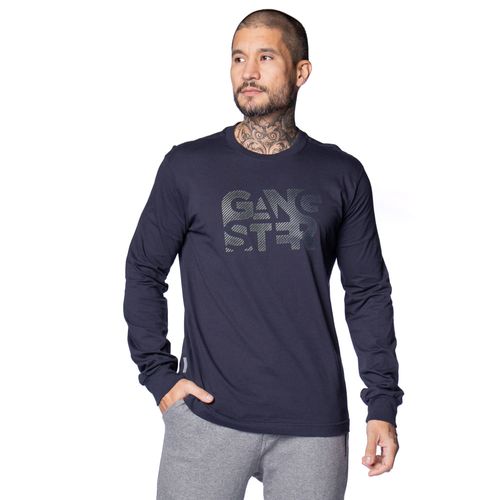 Camiseta Masculina Gangster Manga Longa Marinho