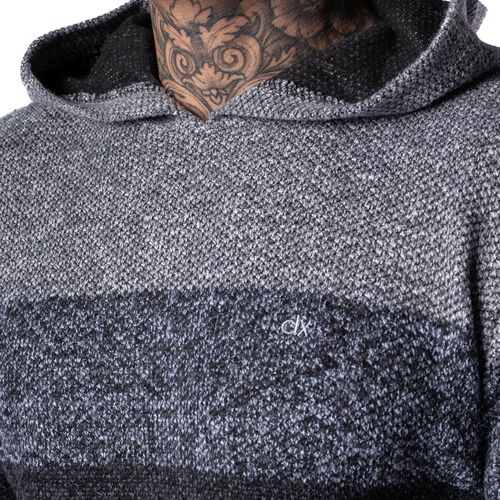 Suéter Masculino Dixie Tricot com Capuz Mesclado Cinza/preto