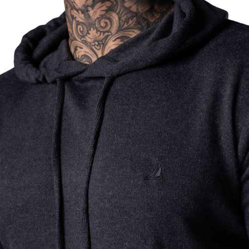 Suéter Masculino Balboa Tricot com Capuz Mesclado Preto