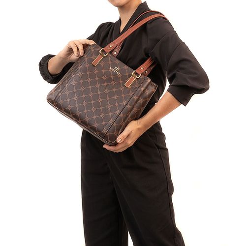 Bolsa Feminina Rafitthy Média Monograma Café