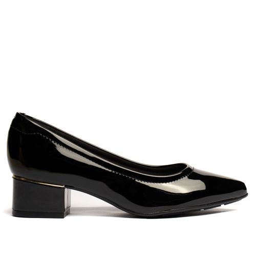 Sapato Feminino Modare Salto Baixo Verniz Preto