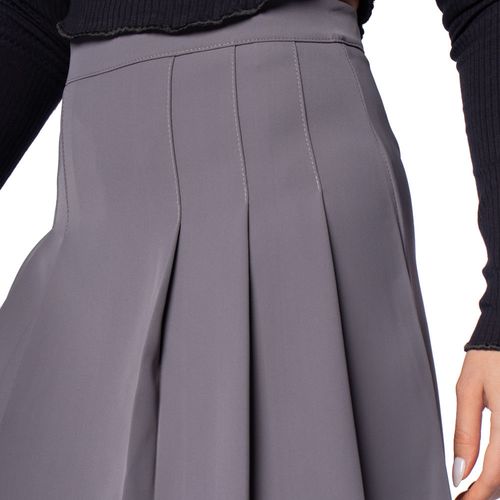 Saia Feminina Eagle Rose Pregas Mini Cinza