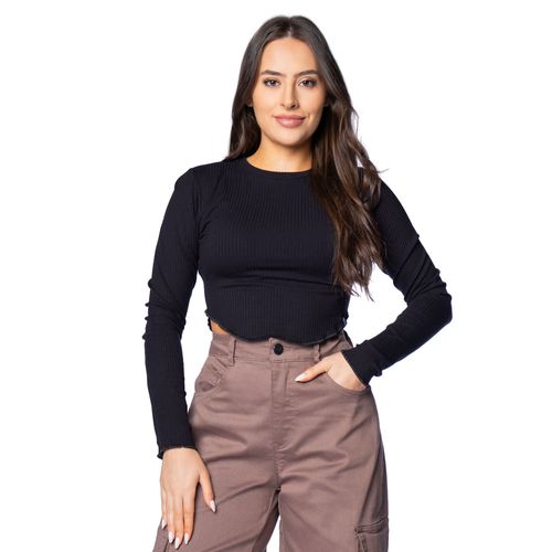 Blusa Feminina Over Surf Canelada Preto