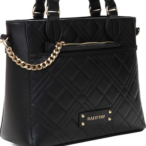 Bolsa Feminina Rafitthy Tote Média Corrente Preto