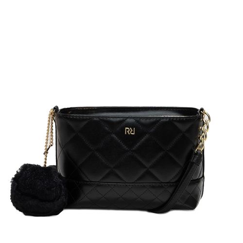 Bolsa Feminina Rafitthy Transversal Pequena com Pompom Preto