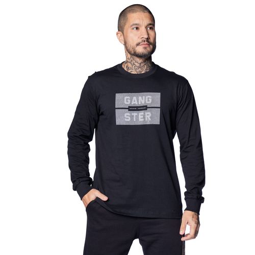 Camiseta Masculina Gangster Estampa com Relevo Preto