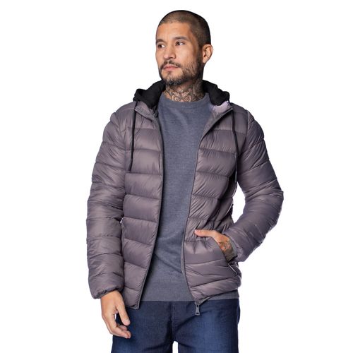 Jaqueta Masculina Sea Surf Puffer Com Capuz Cinza Escuro