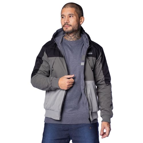Jaqueta Corta Vento Masculina Gangster Reversível Preto/cinza