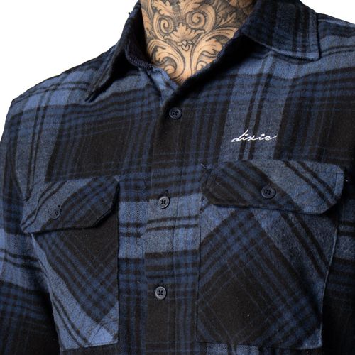 Camisa Masculina Dixie Flanela Xadrez Azul