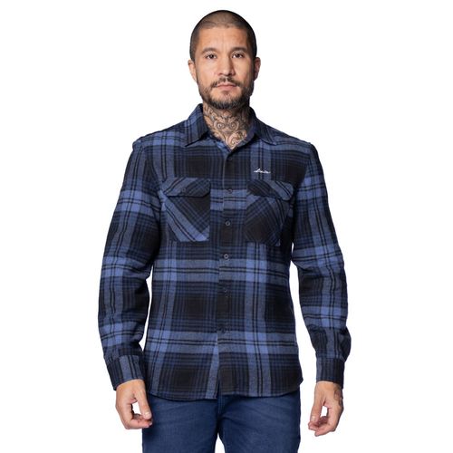 Camisa Masculina Dixie Flanela Xadrez Azul