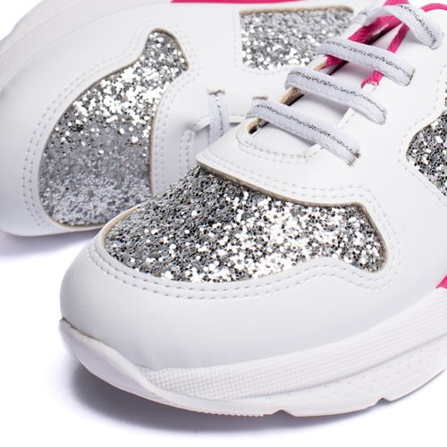 Tênis Infantil Molekinha com Glitter Branco/Prata