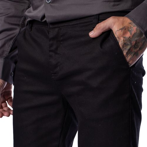Calça de Sarja Masculina Pitt Slim Alfaiataria Preto