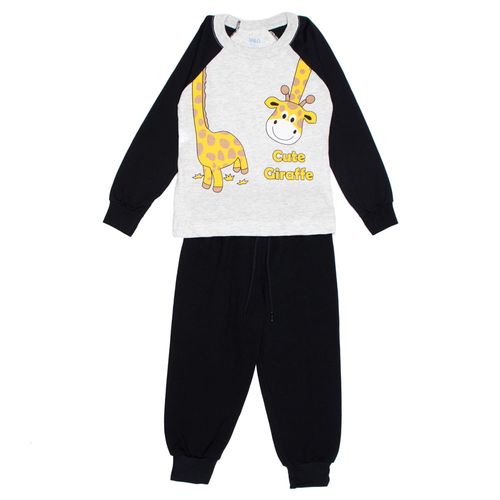 Conjunto Infantil Menino Pitiska Girafa Cinza/Preto