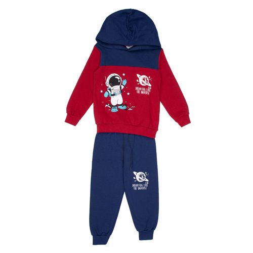 Conjunto Infantil Pitiska Menino Capuz Astronauta Marinho/Vermelho