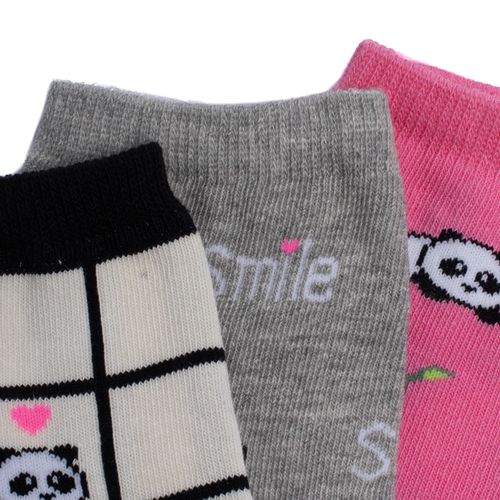 Kit c/3 Pares de Meias Feminina Selene Estampado Rosa/Cinza/Bege