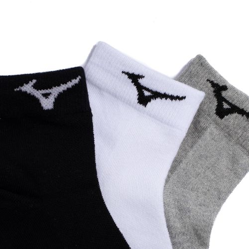 Kit 3 Pares de Meia Esportiva Mizuno Cano Curto Cinza/Branco/Preto