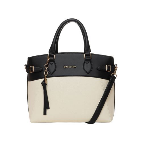 Bolsa Feminina Rafitthy Tote Média Bicolor Bege/preto