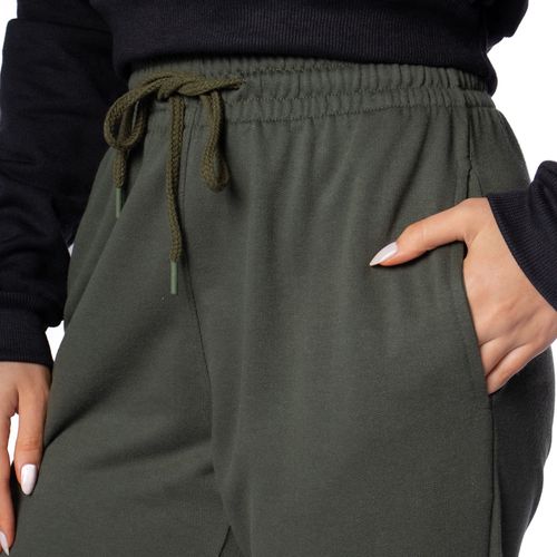 Calça Feminina Over Surf Moletom Jogger com Bolso Verde Escuro