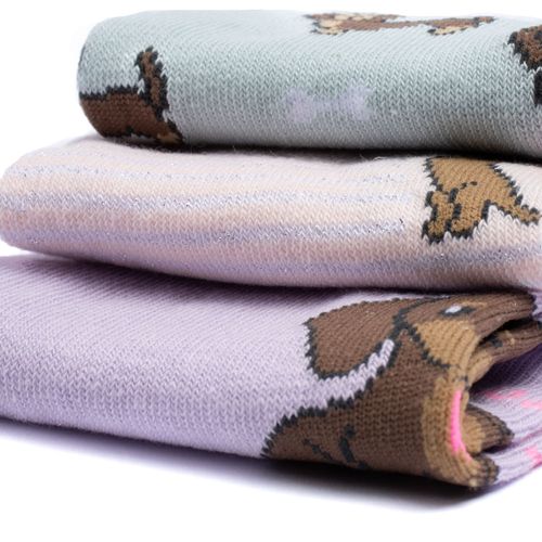 Kit c/3 Pares de Meias Feminina Selene Estampado Salmão/Verde Água/Lilás
