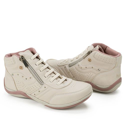 Tênis Feminino Kolosh Casual de Cano Alto Bege