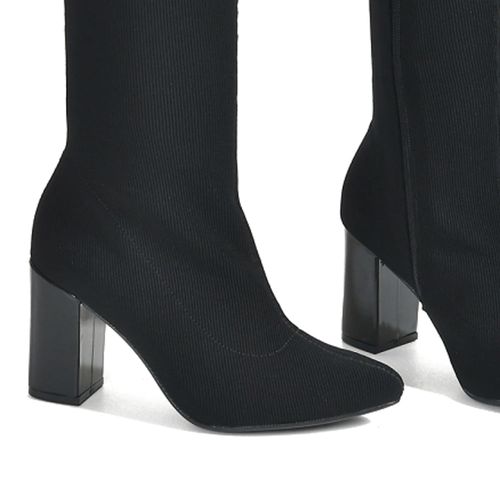 Bota Feminina Via Marte de Cano Longo Canelada Preto