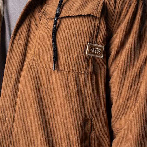 Jaqueta Masculina Gangster Veludo Capuz Caramelo