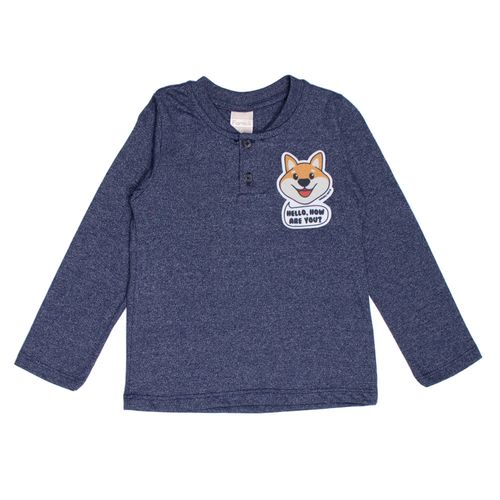 Camiseta Infantil Menino Faraeli Botões Marinho