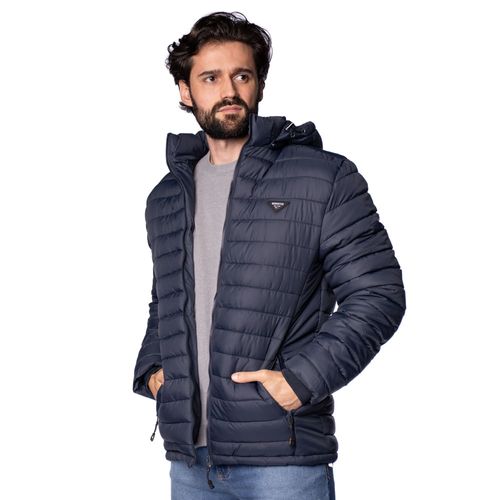 Jaqueta Puffer Masculina Gangster Capuz Marinho