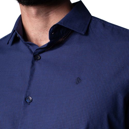 Camisa Masculina Pitt Slim Manga Longa Marinho
