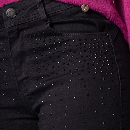 Short Jeans Feminino Eagle Rose Pedrarias Preto