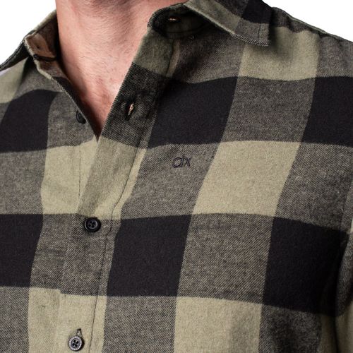 Camisa Masculina Dixie Flanela Xadrez Verde/Preto
