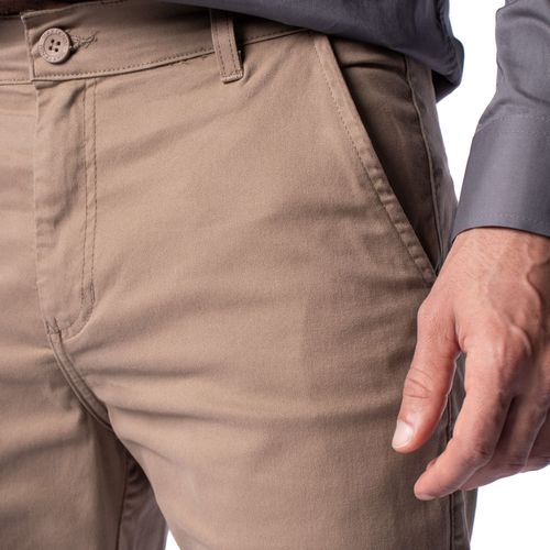 Calça de Sarja Masculina Max Denim Slim Alfaiataria Caqui
