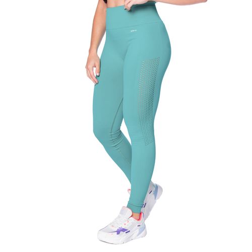 Legging Feminina Selene Sem Costura Detalhe Vazado Turquesa